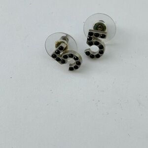 Chanel Black Vintage Number 5 Earrings